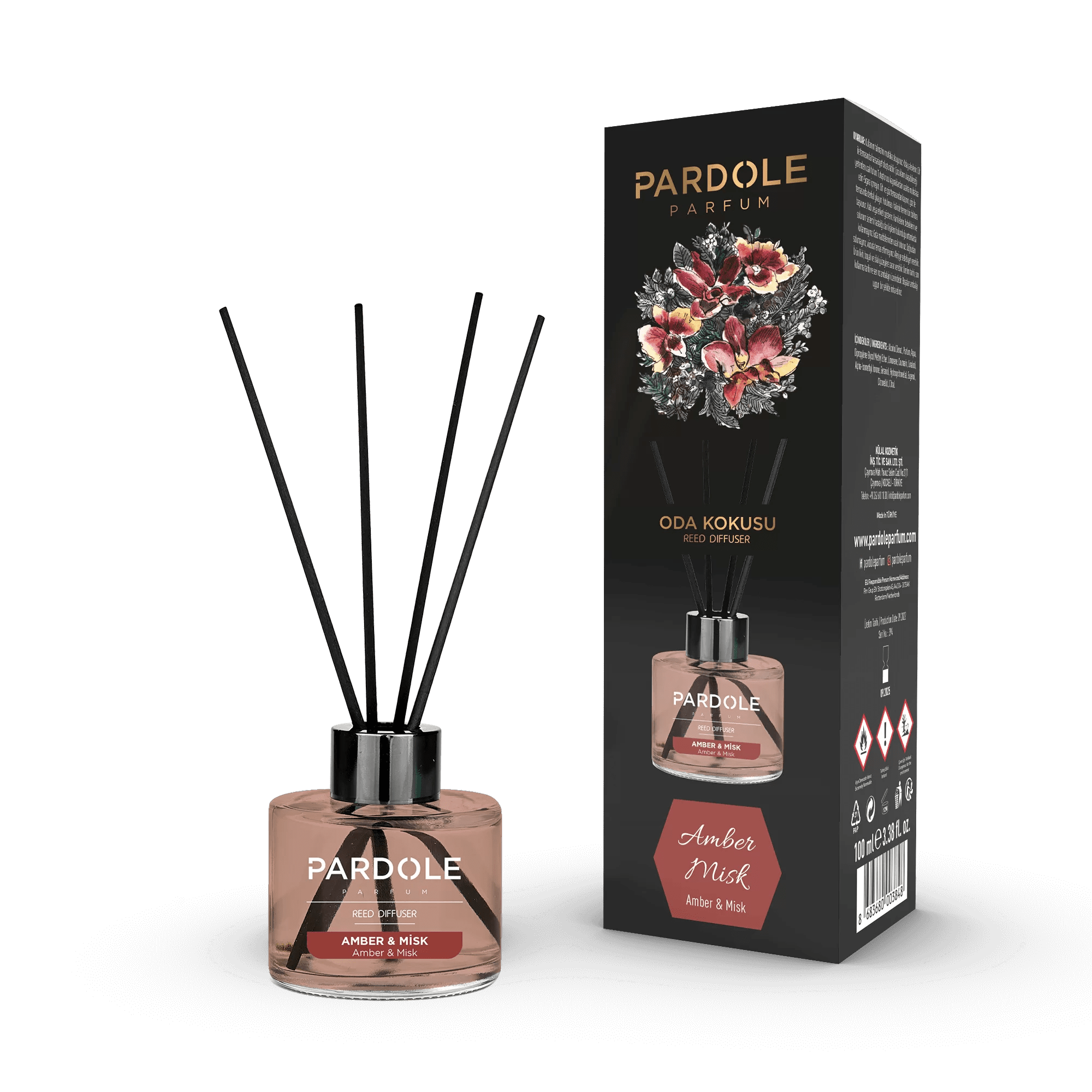 Geurstokjes Amber & Misk 100 ml - Pardole Parfum